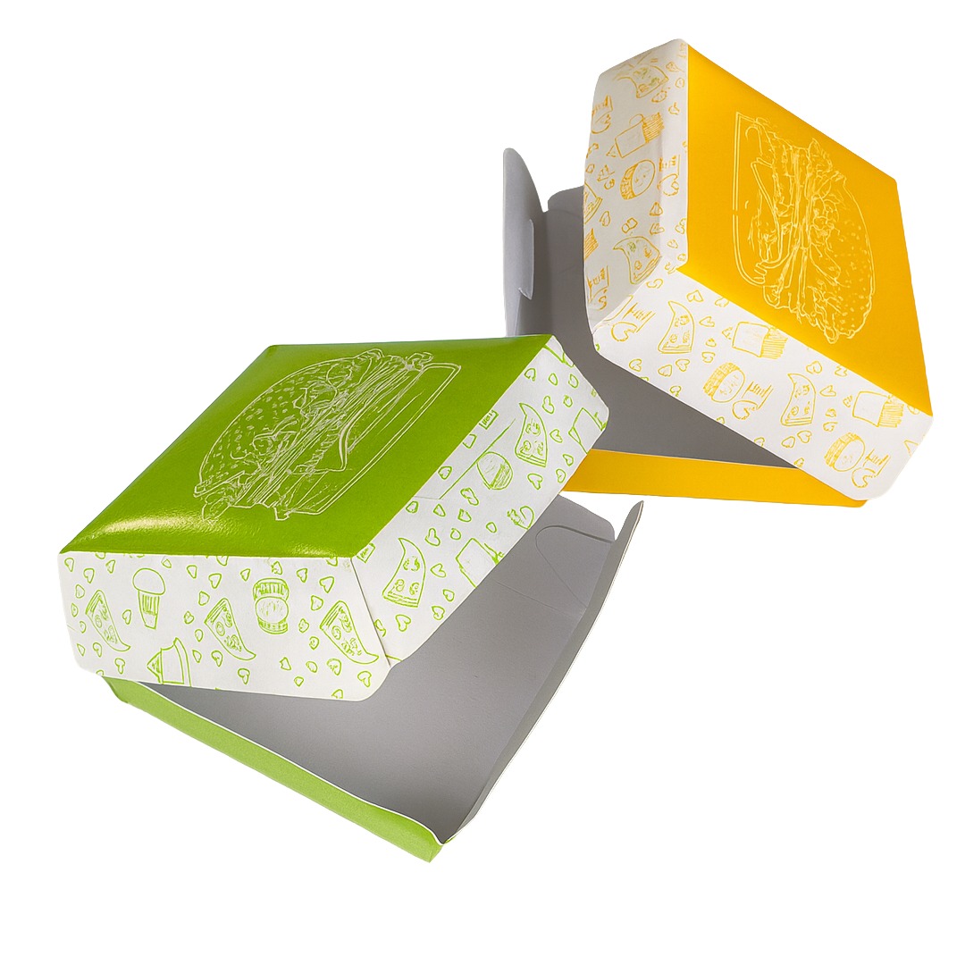 Colour Burst Paper Burger Box - Medium