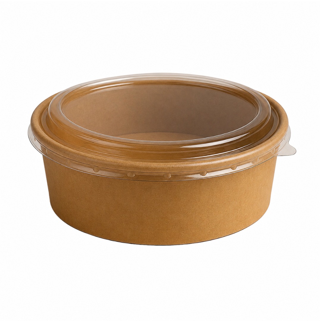Round Kraft Paper Container with Clear Lid