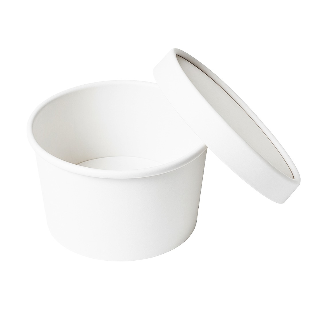 White Round Paper Container