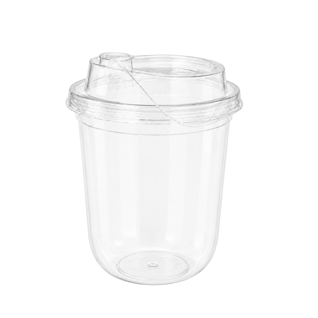 Transparent U-Shaped Beverage Cup with Sipper Lock Lid
