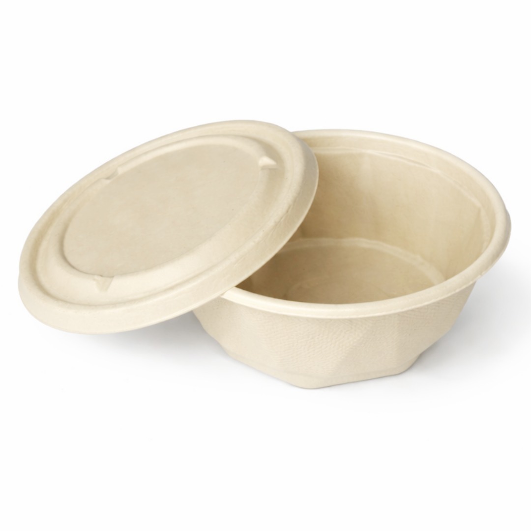 Elite Diamond-Cut Bagasse Meal Bowl with Lid