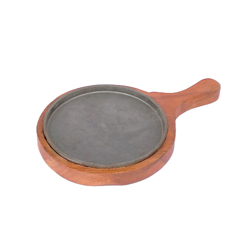 Sizzler Plate with Round Wooden Base