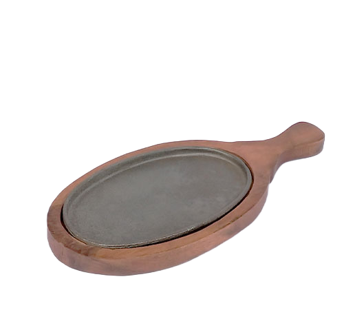Sizzler Plate with Wooden Base Racket