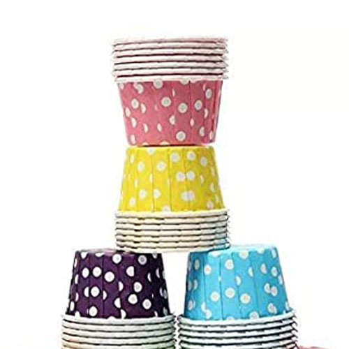 Medium Polka Design Paper Cup - Oven Safe Silicone Coated Bake & Serve