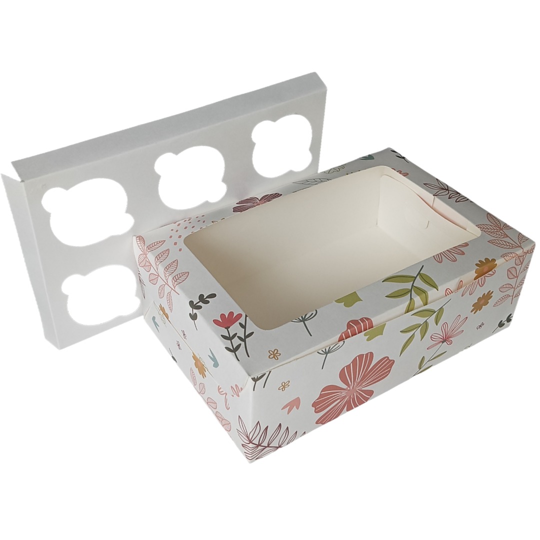 Floral Assorted Print Design Cup Cake Box
