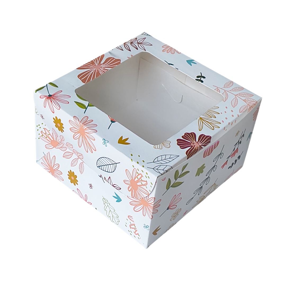Floral Print Design Window Cake Box