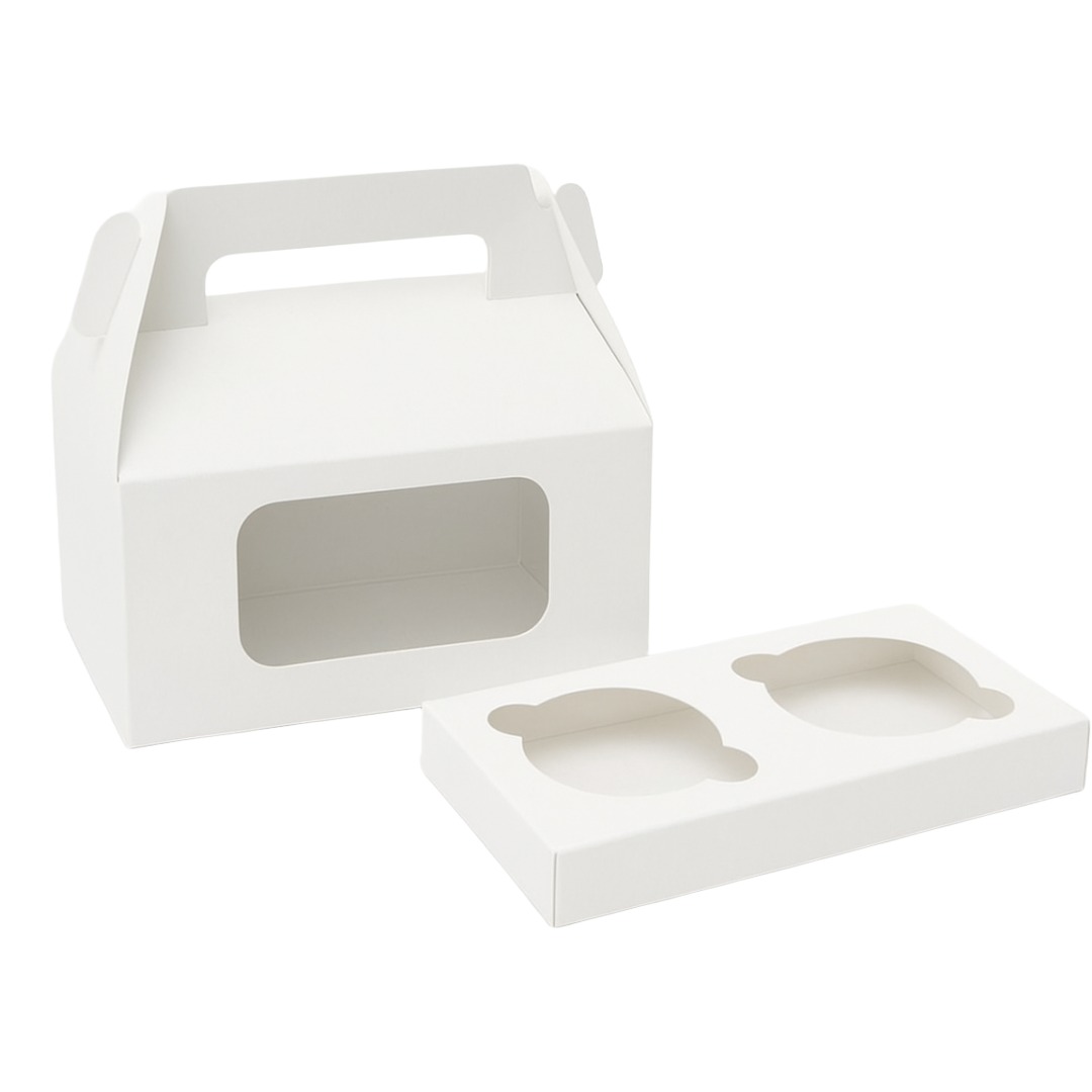 White Cup Cake Box with Window