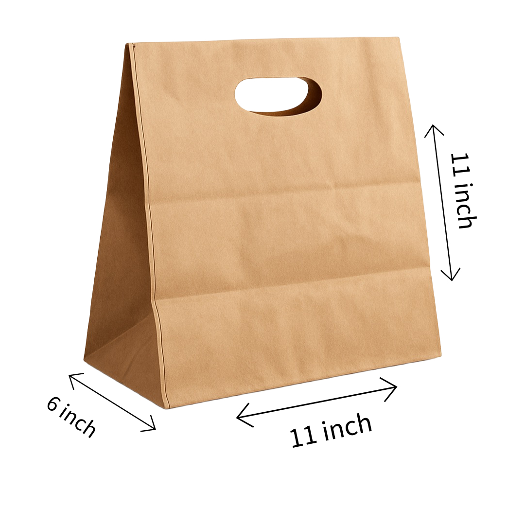 Brown Kraft Paper Bags with Die-Cut Handle
