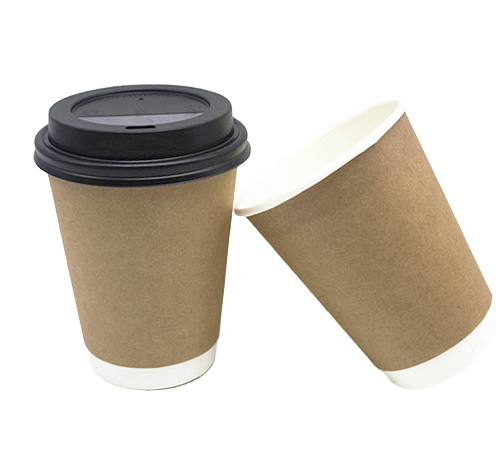 250 ml Brown +White Double wall Cup with Lid