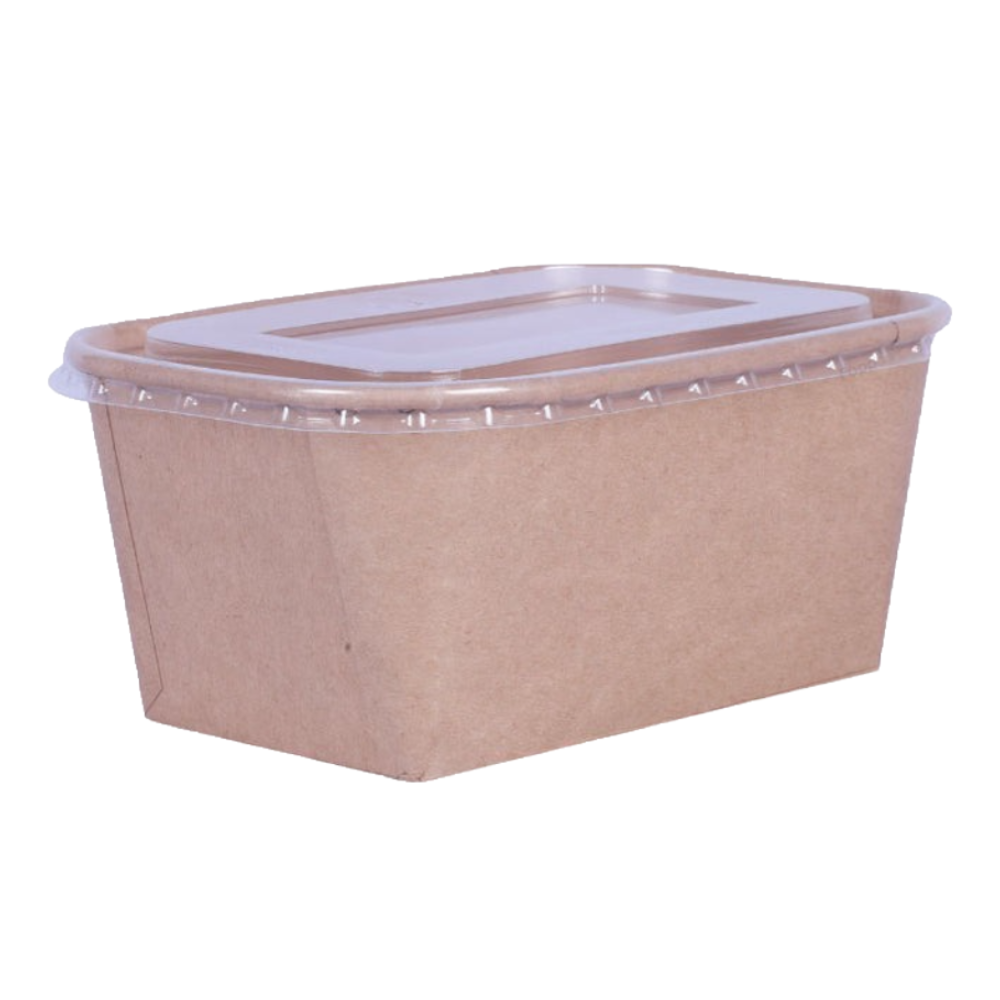 1000 ml Rectangular Paper Container with Clear Lid