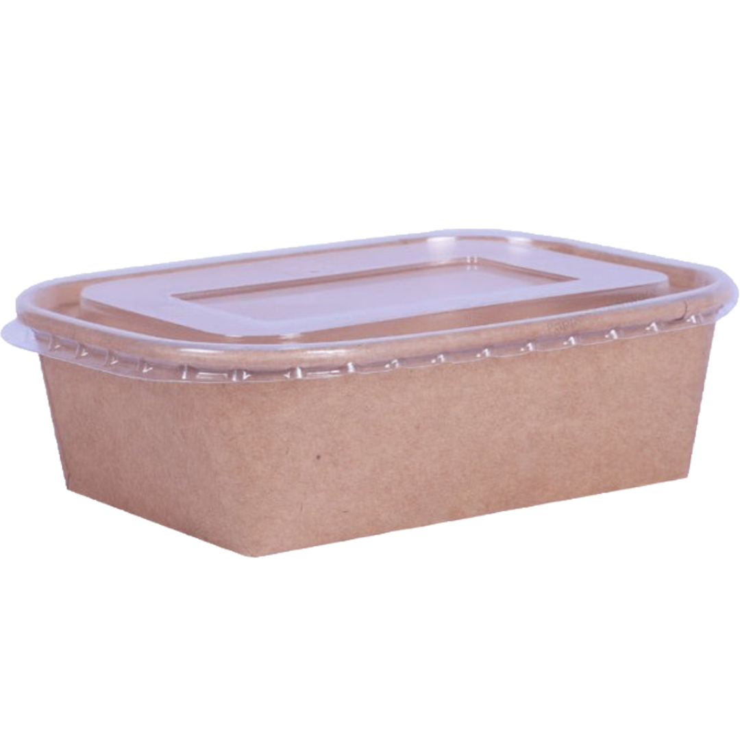 750 ml rectangular paper container with clear lid