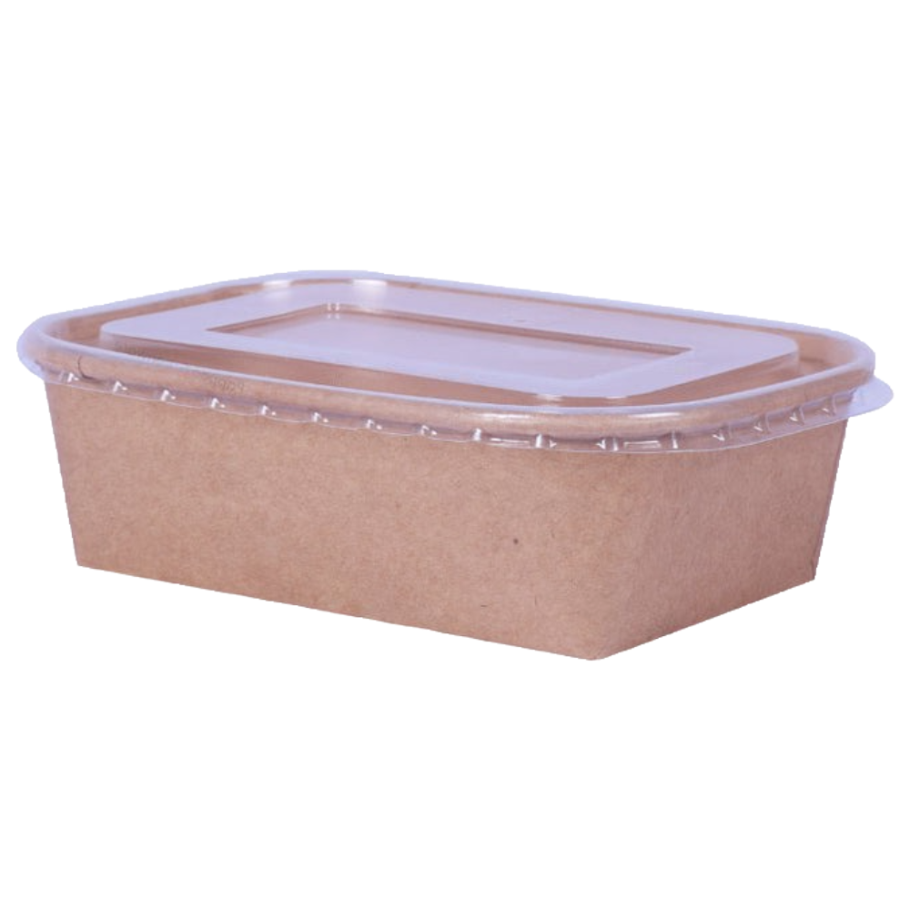 650 ml rectangular paper container with clear lid