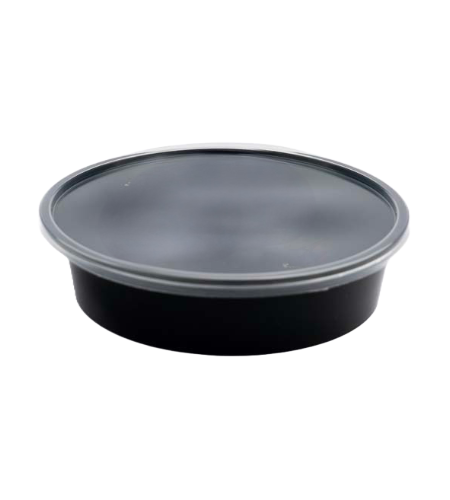 250 ml Black Round Container Flat