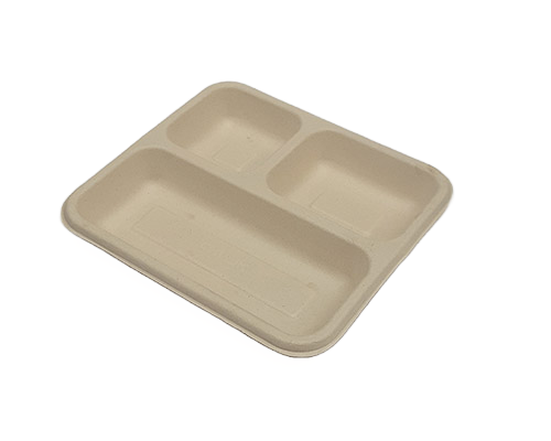 3-Portion Brown Bagasse Mini Combo Tray