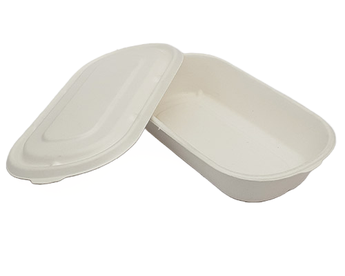 750 ml White Bagasse Tray With Lid