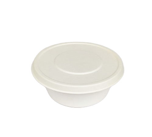 White Bagasse 700 ml Bowl with Lid