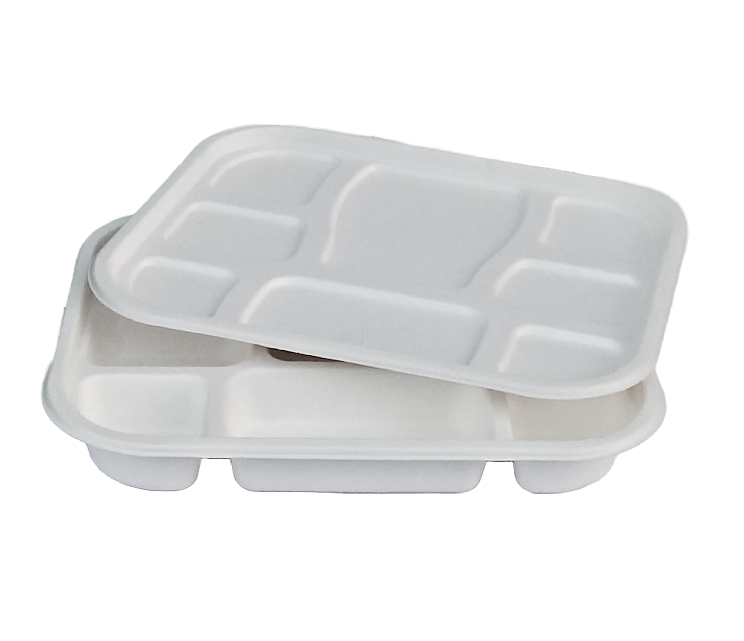 8 Portion White Meal Serving Tray with Lid
