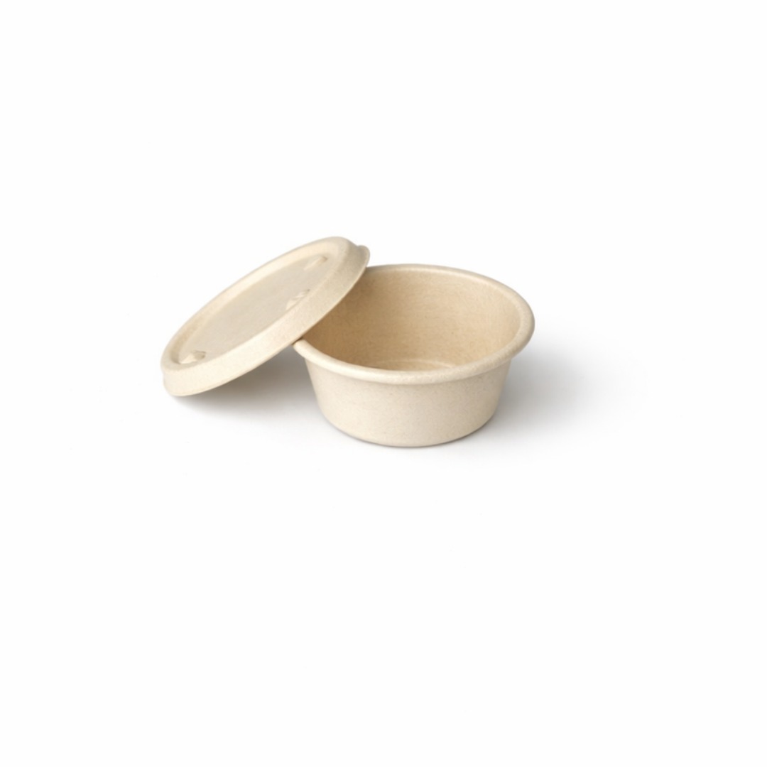 55ml Bagasse Dip Bowl with Bagasse Lid