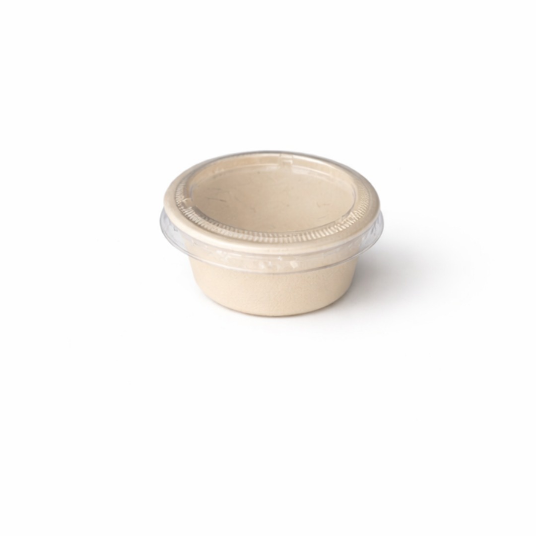 55 ml Bagasse Dip Bowl with Clear Lid