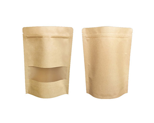 6X9 Inches Brown Standup Zipper pouch with window