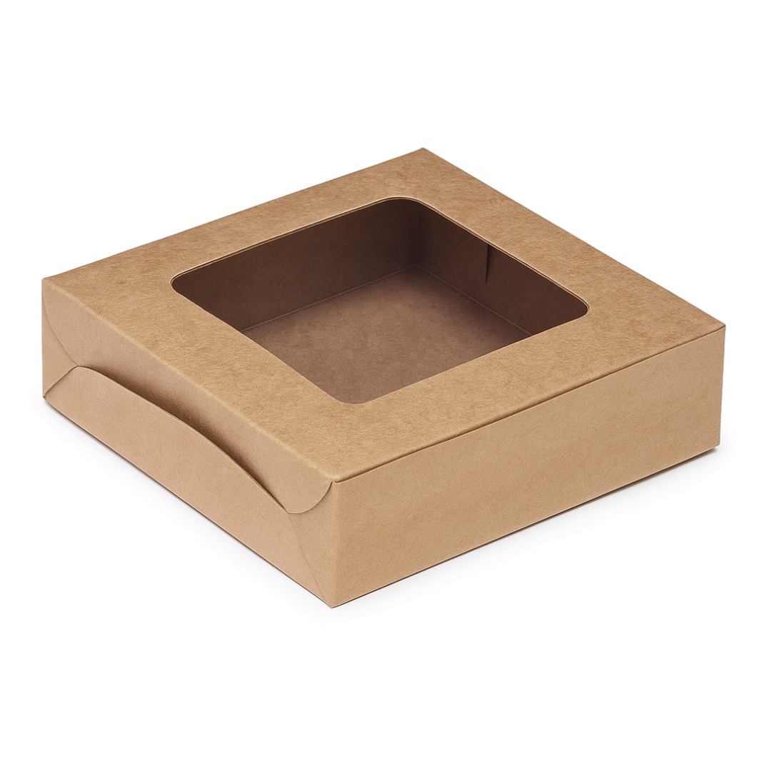 9 Pcs Brown Brownie Box with window