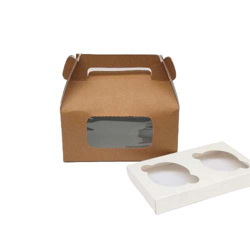 2 Pcs Brown Cup Cake Box