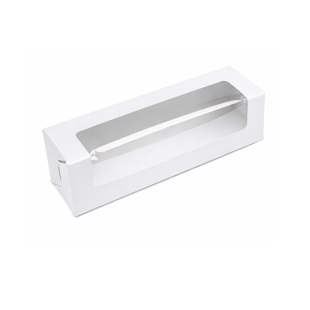 6x2x2 White SBS Macaron Box | Half-Dozen White Window Box for Macarons