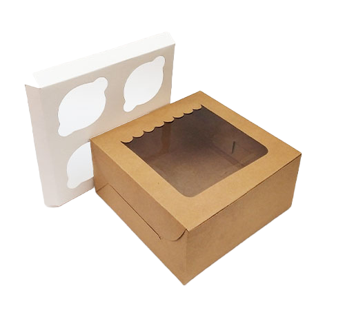 4 Pcs Brown Cup Cake Box