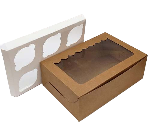 6 Pcs Brown Cup Cake Box