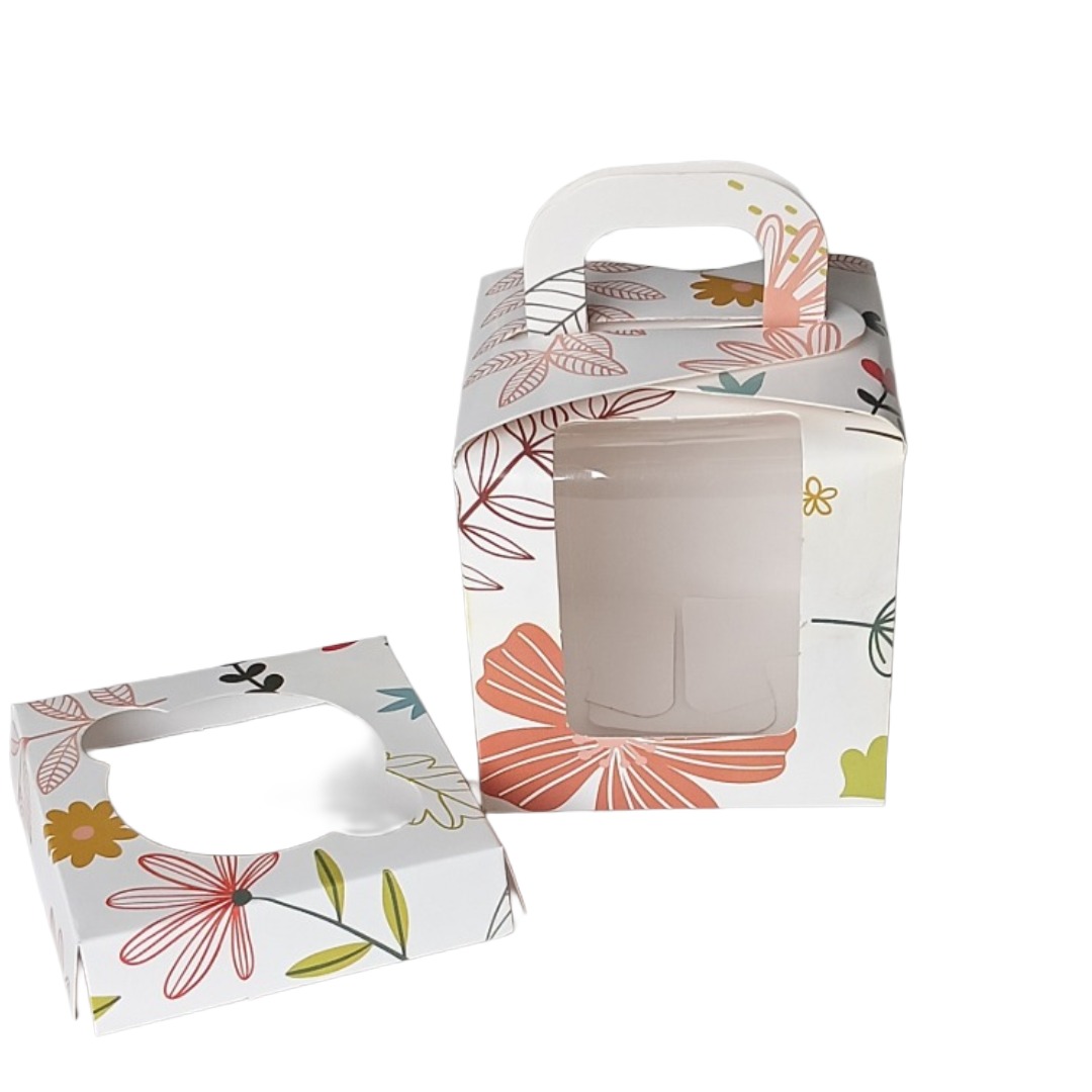 1 pcs Floral Print cup cake Box